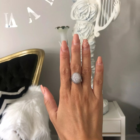 New Silver Big Coctail Diamonds Ring - Picture 5 of 5